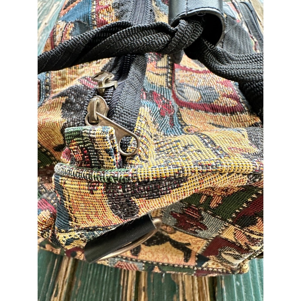 Vintage Amazon Tapestry Duffle Bag Dog Pattern Scottish Terrier Travel Bag Small - Picture 10 of 11